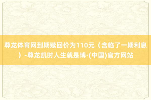 尊龙体育网到期赎回价为110元（含临了一期利息）-尊龙凯时人生就是博·(中国)官方网站