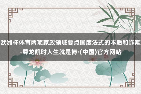 欧洲杯体育两项家政领域要点国度法式的本质和诈欺-尊龙凯时人生就是博·(中国)官方网站