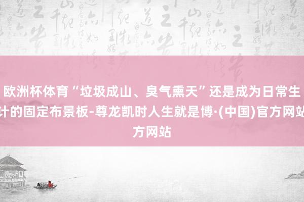 欧洲杯体育“垃圾成山、臭气熏天”还是成为日常生计的固定布景板-尊龙凯时人生就是博·(中国)官方网站