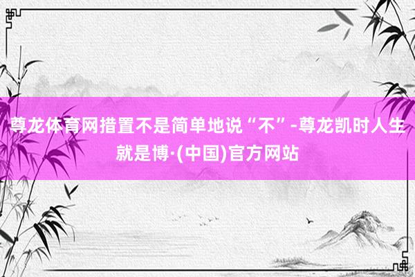 尊龙体育网措置不是简单地说“不”-尊龙凯时人生就是博·(中国)官方网站