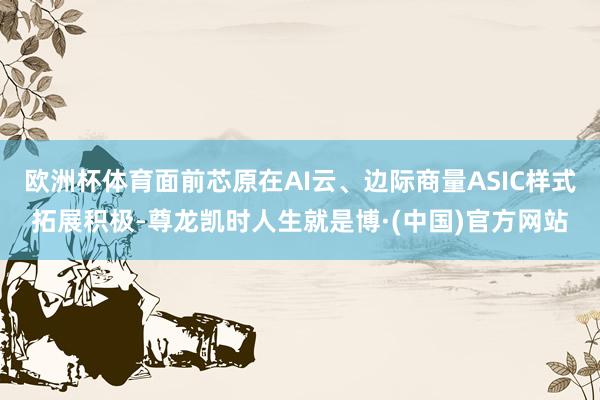欧洲杯体育面前芯原在AI云、边际商量ASIC样式拓展积极-尊龙凯时人生就是博·(中国)官方网站